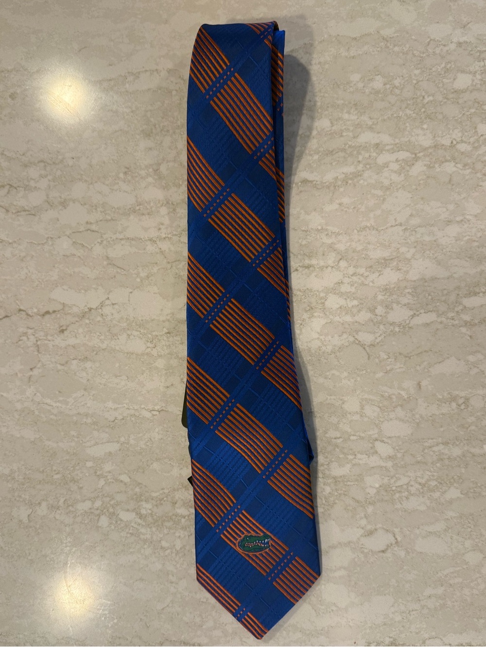 NWT University of Florida Gators Blue and Orange Checked Men's Tie